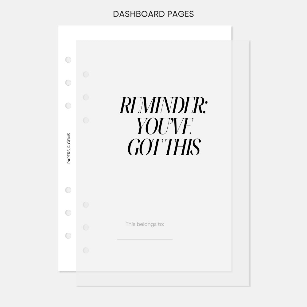 Dashboard affirmation page with 'Reminder: You've Got This' text on a white background