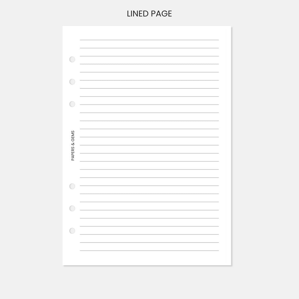 Lined A5 page for 6-ring binder