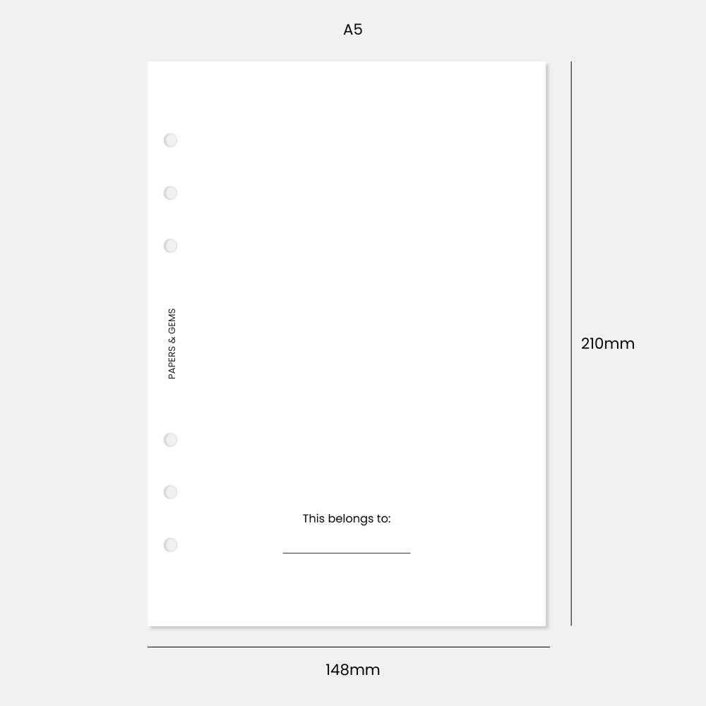 A5 Vellum and White Affirmation Dashboard - For 6-Ring Binder