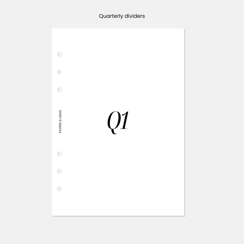A5 Quarterly Goal Planning Inserts - For 6-Ring Binder