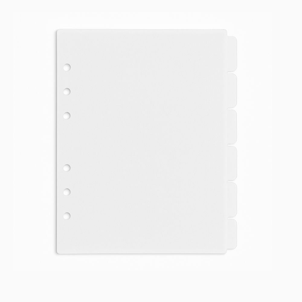 A5 Planner dividers with six punched holes on a white background