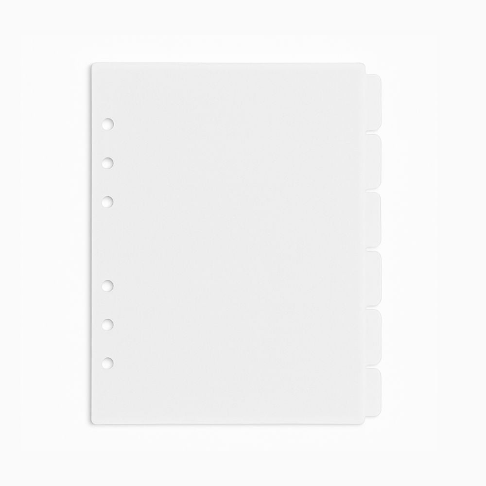 A5 Planner dividers with six punched holes on a white background