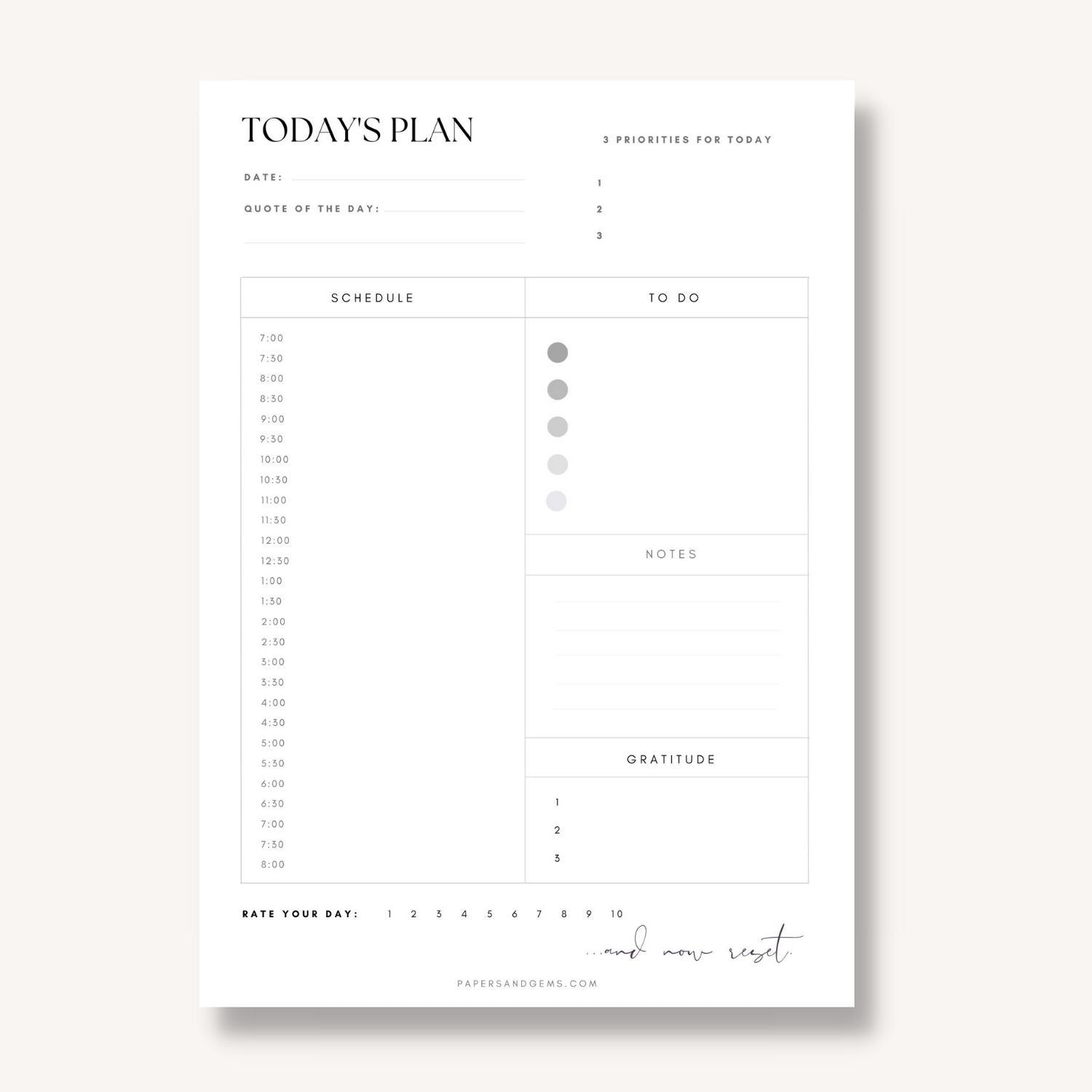 daily desk planner pad a4 with time block planning