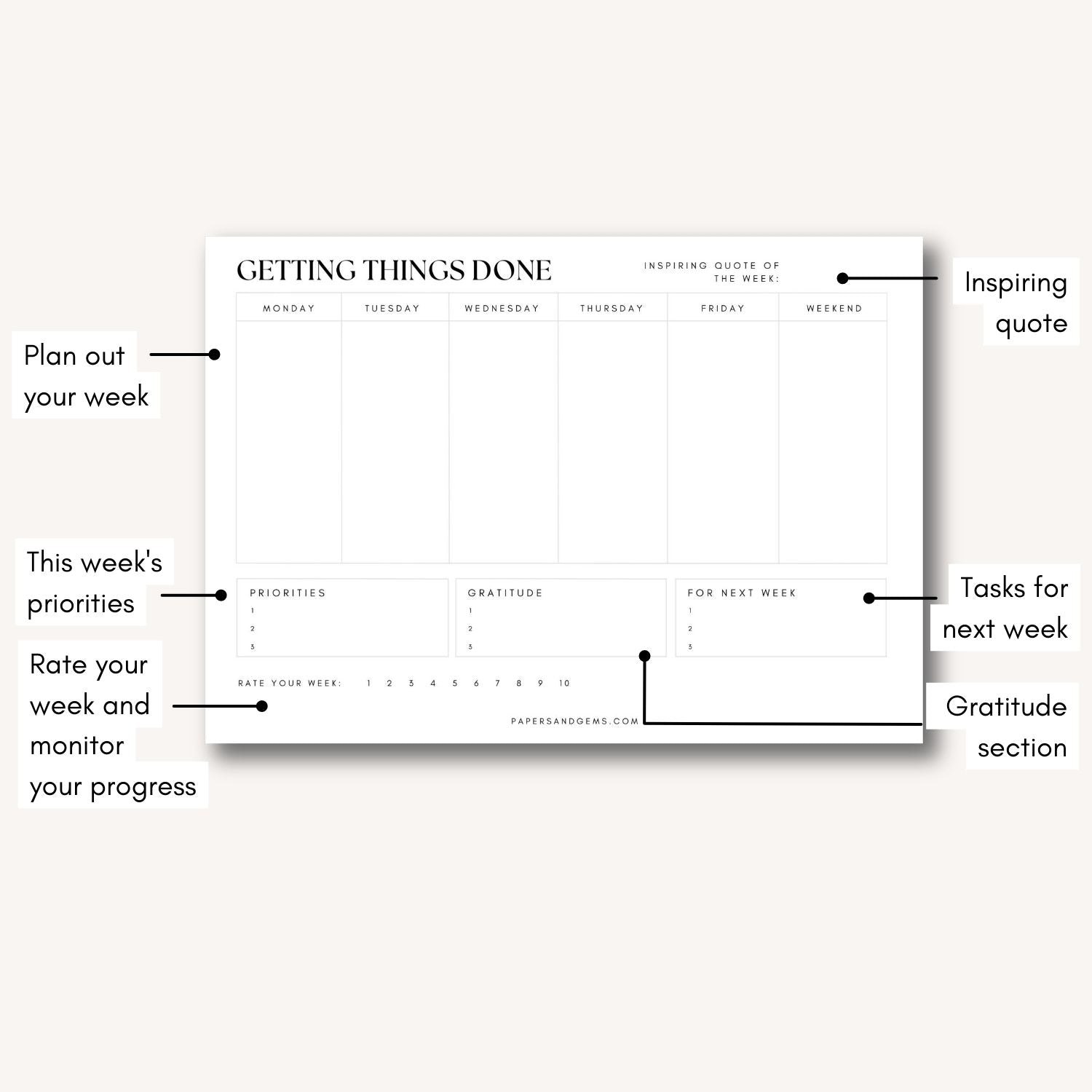 weekly desk planner pad a4