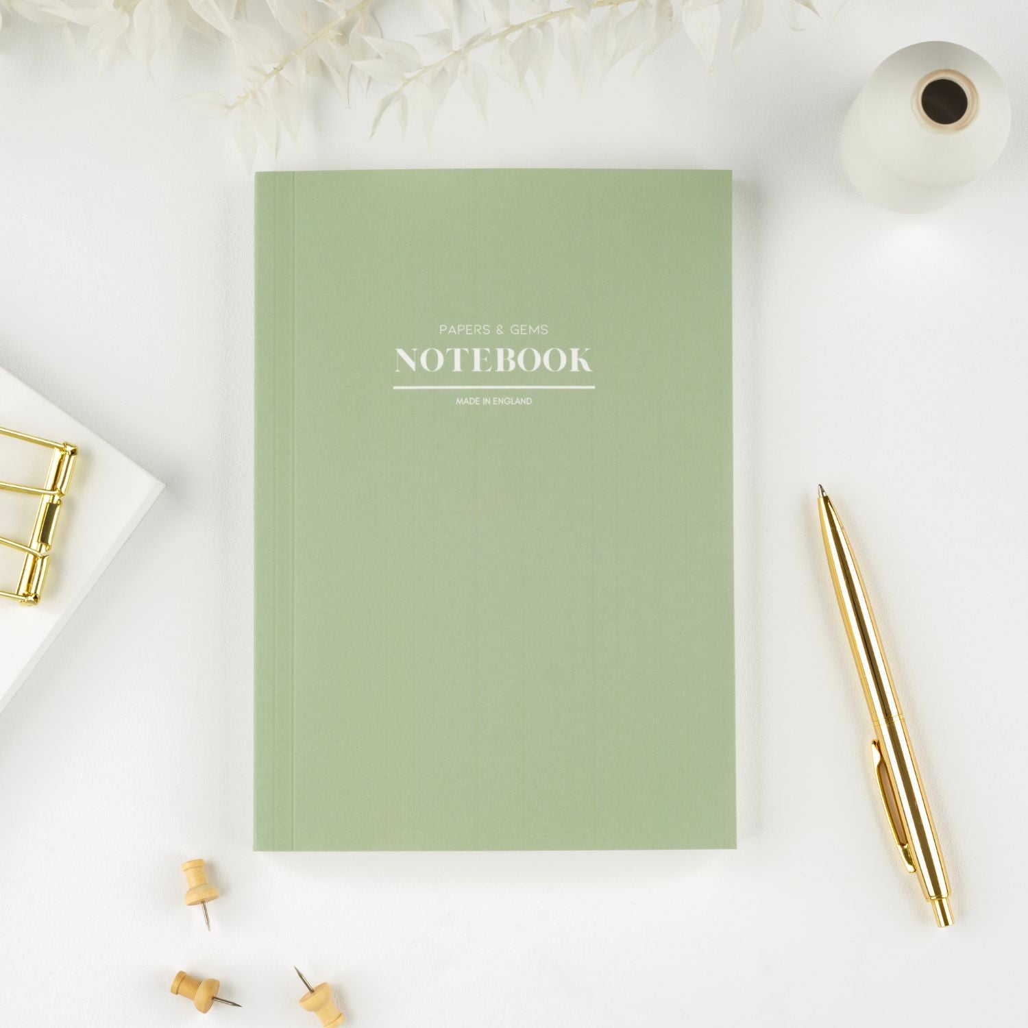 A5 lined lay-flat journal notebook | Sage green – Papers & Gems