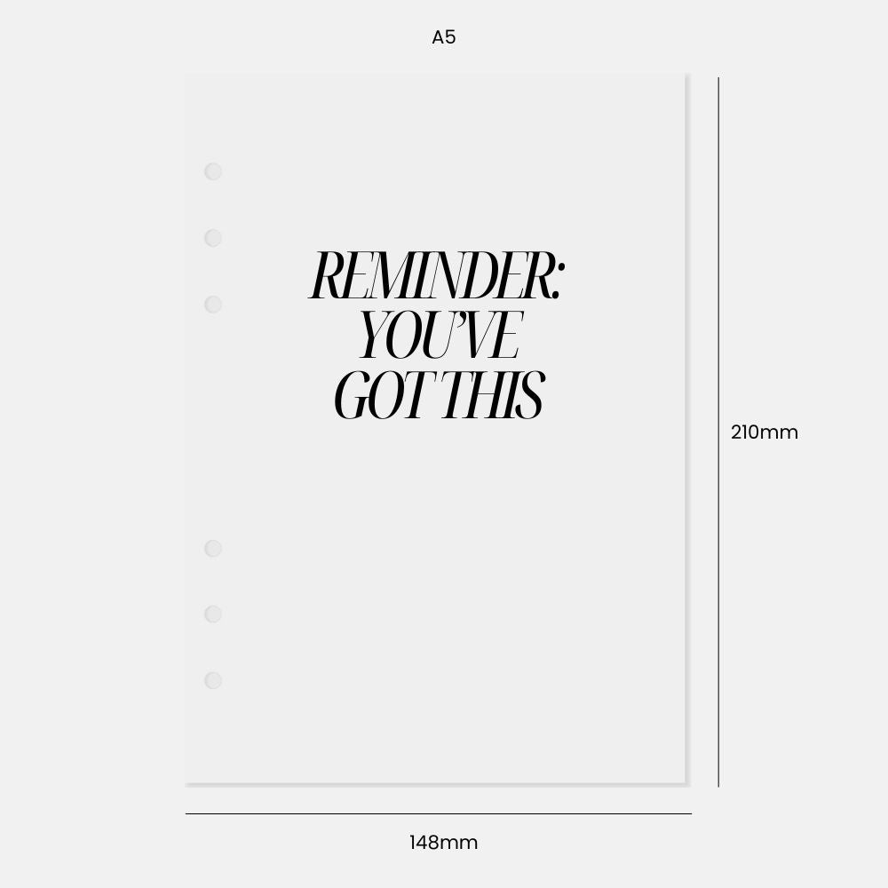 A5 Vellum and White Affirmation Dashboard - For 6-Ring Binder