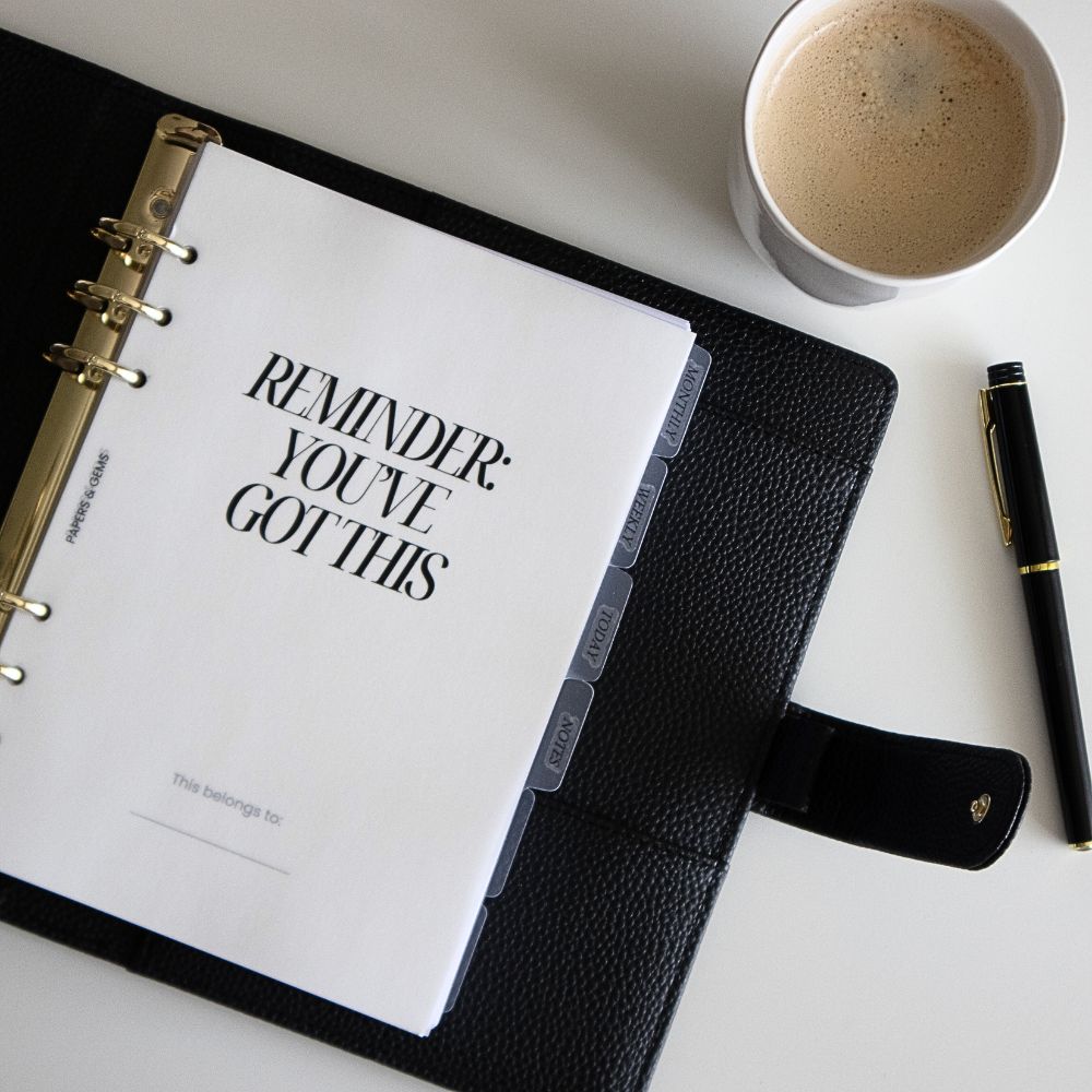 A5 Vellum and White Affirmation Dashboard - For 6-Ring Binder