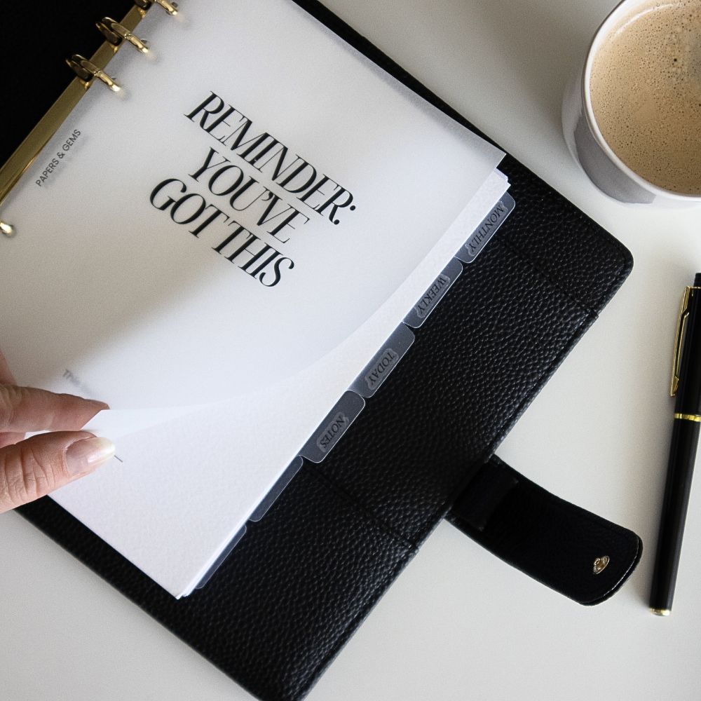 A5 Vellum and White Affirmation Dashboard - For 6-Ring Binder