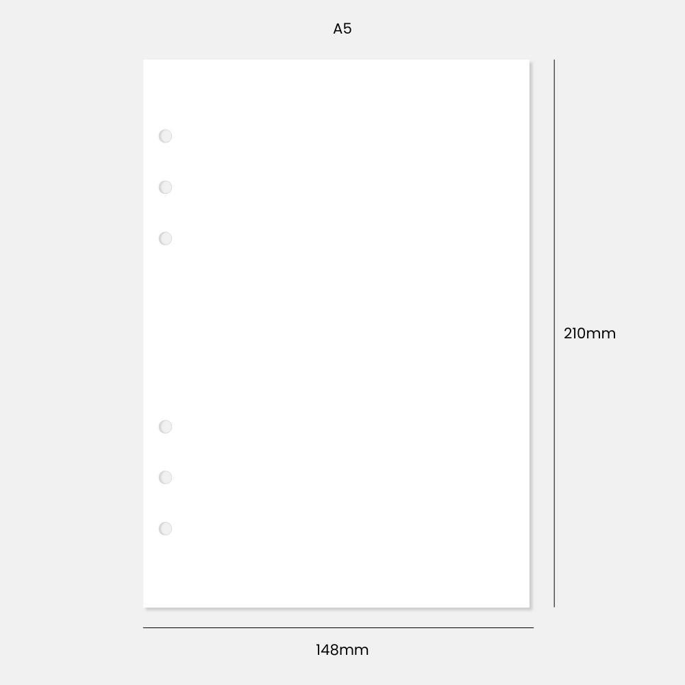 A5 White Blank Paper Inserts - 20 Sheets - For 6-Ring Binder
