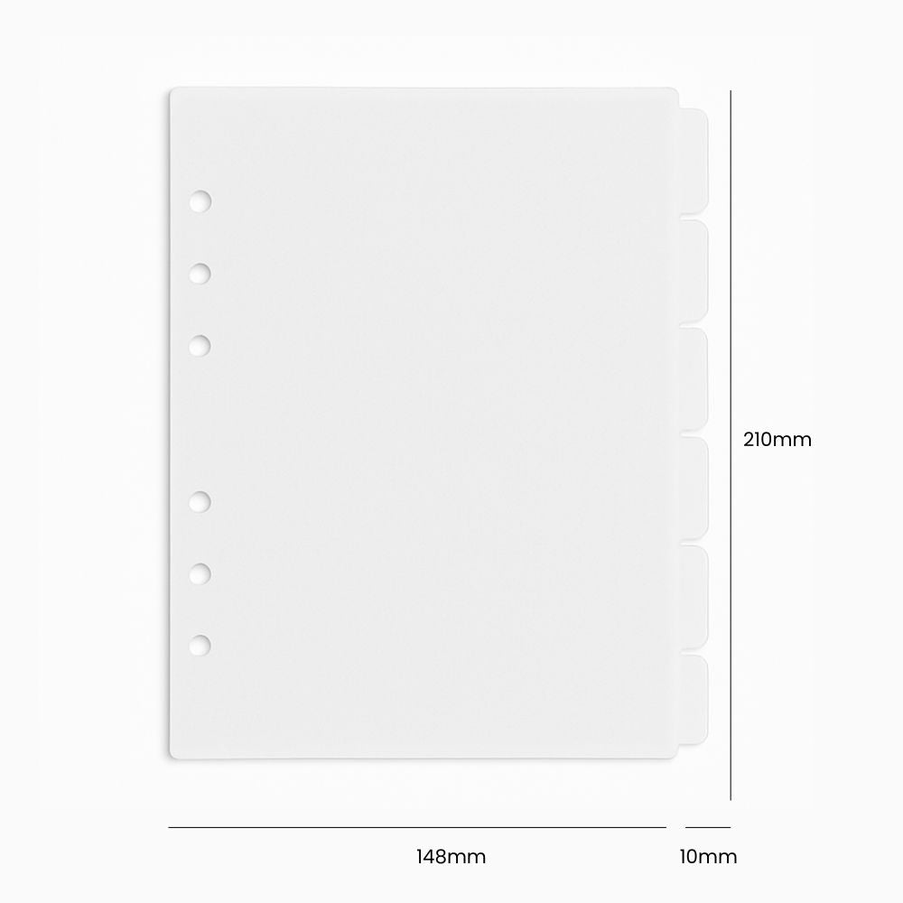 A5 Frosted Dividers - 6 Side Tabs - For 6-Ring Binder