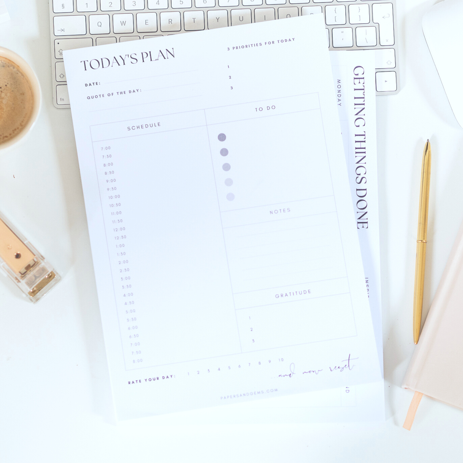 Misprinted A4 Desk Pad 50 Daily Planning Sheets (3 pack) Papers