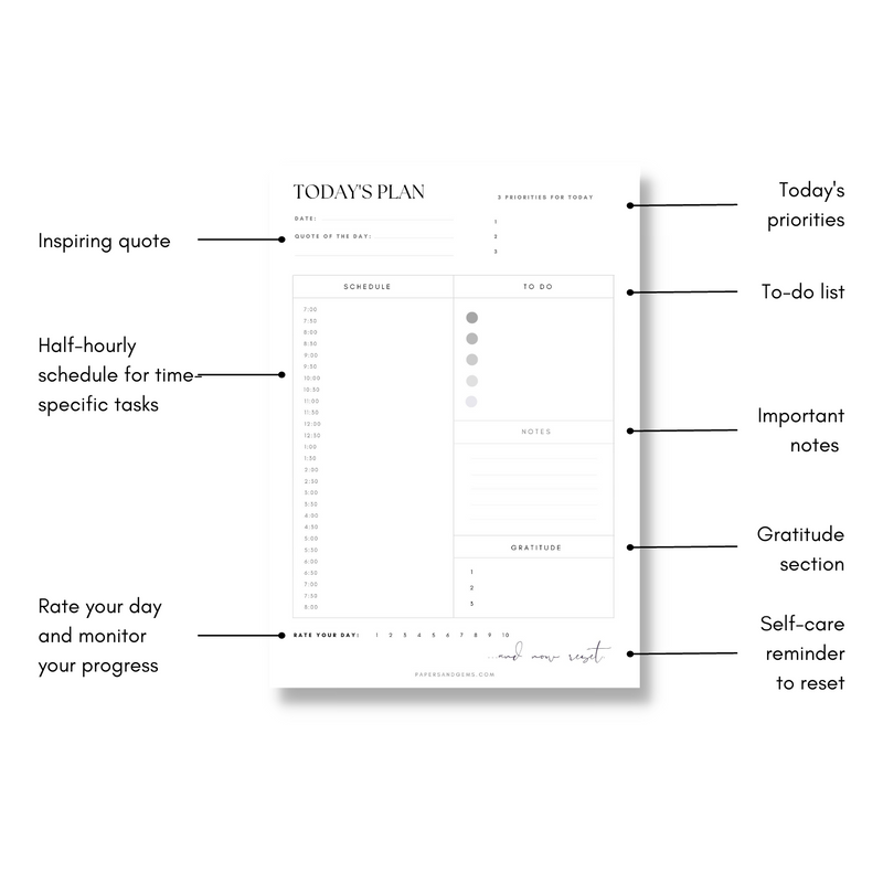 Misprinted A4 Desk Pad 50 Daily Planning Sheets (3 pack) Papers